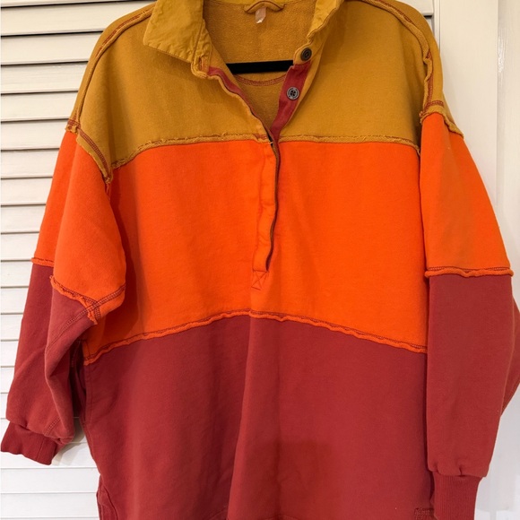 FP Movement by Free People Tops - FP Movement by Free People Colorblock Pullover in Mustard, Orange, Rust